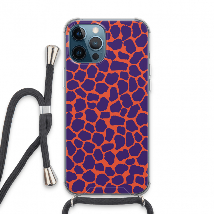 Purple Giraffe: iPhone 13 Pro Max Transparant Hoesje met koord