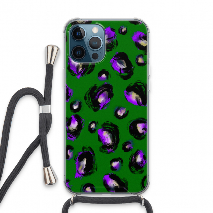 Green Cheetah: iPhone 13 Pro Max Transparant Hoesje met koord