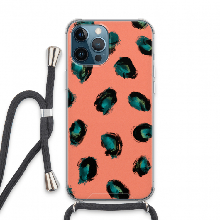 Pink Cheetah: iPhone 13 Pro Max Transparant Hoesje met koord
