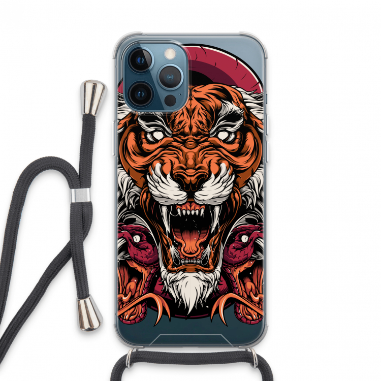 Tiger and Rattlesnakes: iPhone 13 Pro Max Transparant Hoesje met koord