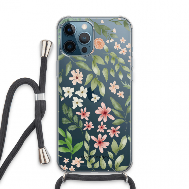Botanical sweet flower heaven: iPhone 13 Pro Max Transparant Hoesje met koord
