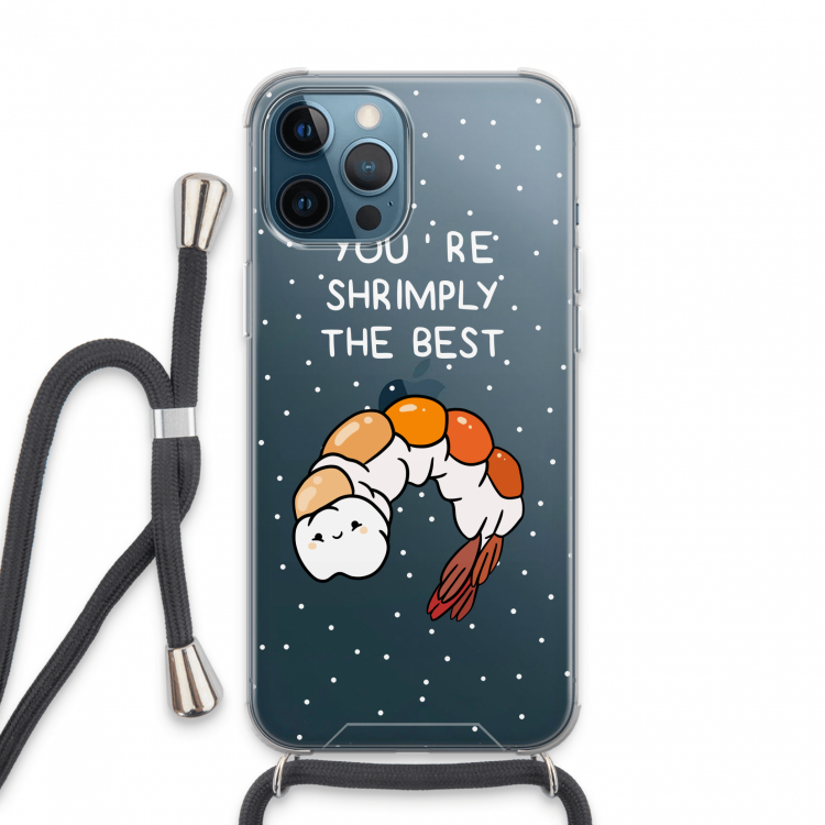 You're Shrimply The Best: iPhone 13 Pro Max Transparant Hoesje met koord