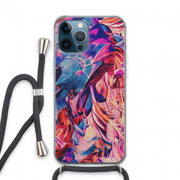 Pink Orchard: iPhone 13 Pro Max Transparant Hoesje met koord