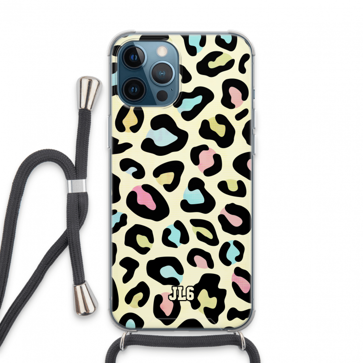 Leopard pattern: iPhone 13 Pro Max Transparant Hoesje met koord