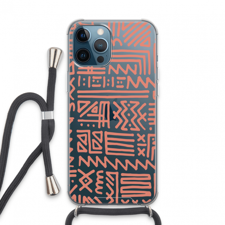 Marrakech Pink: iPhone 13 Pro Max Transparant Hoesje met koord