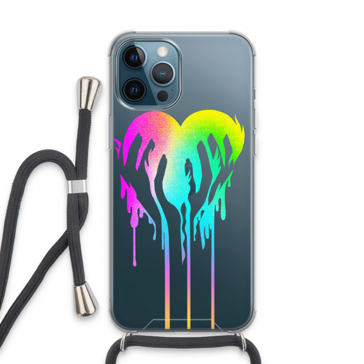 Hold My Heart: iPhone 13 Pro Max Transparant Hoesje met koord