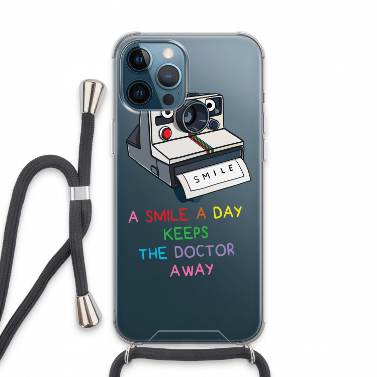 Smile: iPhone 13 Pro Max Transparant Hoesje met koord