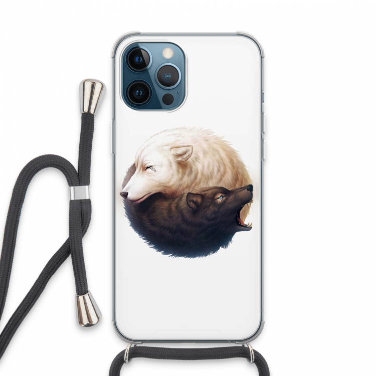 Yin Yang Wolves: iPhone 13 Pro Max Transparant Hoesje met koord