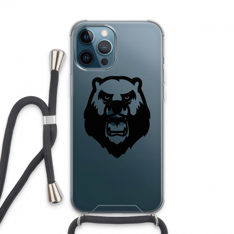 Angry Bear (black): iPhone 13 Pro Max Transparant Hoesje met koord