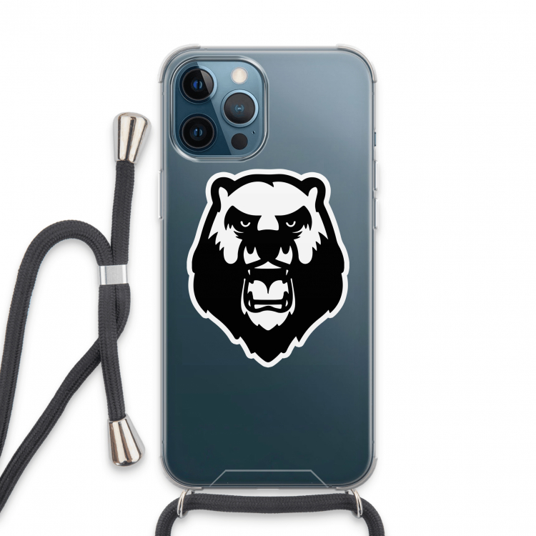 Angry Bear (white): iPhone 13 Pro Max Transparant Hoesje met koord