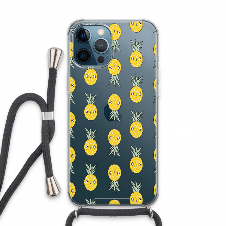 Ananas: iPhone 13 Pro Max Transparant Hoesje met koord