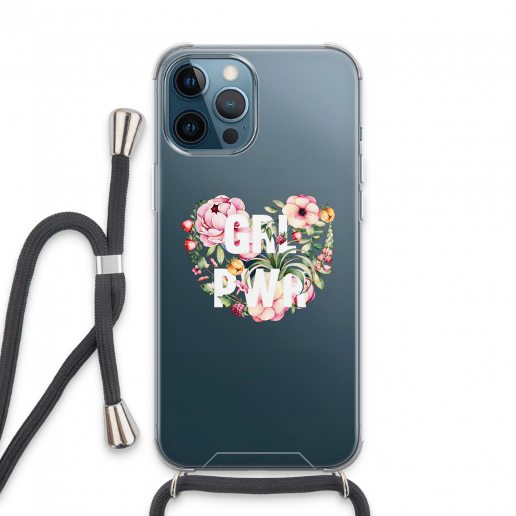 GRL PWR Flower: iPhone 13 Pro Max Transparant Hoesje met koord
