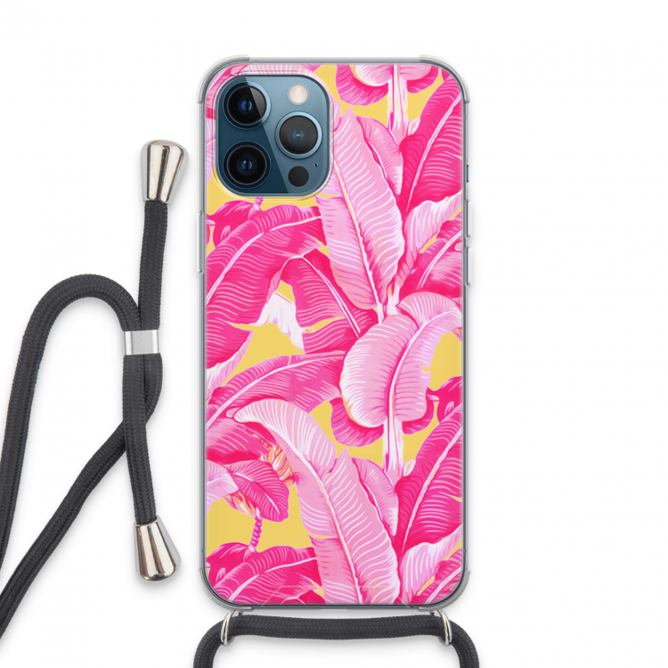 Pink Banana: iPhone 13 Pro Max Transparant Hoesje met koord