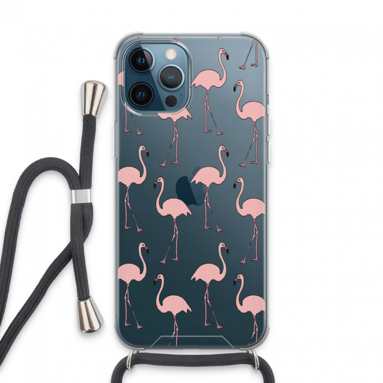 Anything Flamingoes: iPhone 13 Pro Max Transparant Hoesje met koord