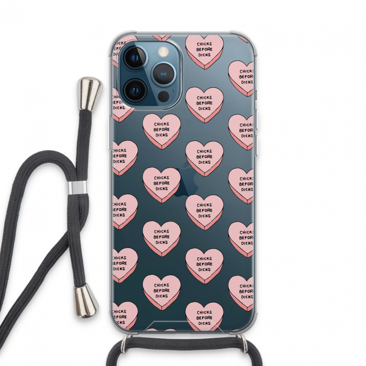 Chicks before dicks: iPhone 13 Pro Max Transparant Hoesje met koord