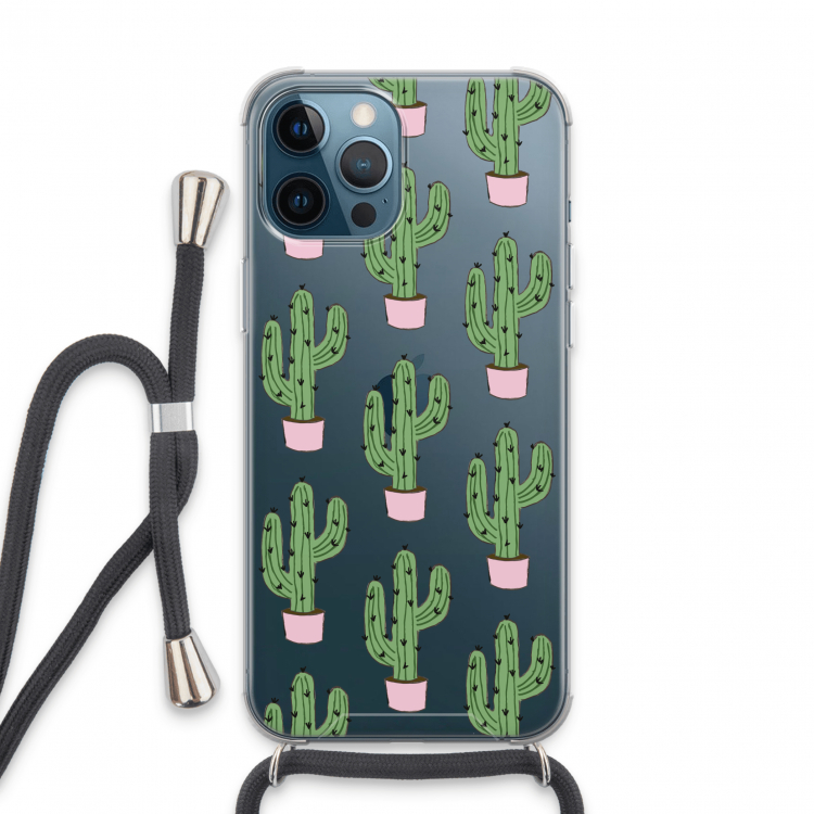 Cactus Lover: iPhone 13 Pro Max Transparant Hoesje met koord