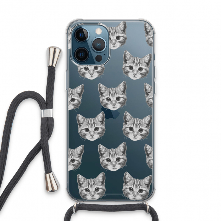 Kitten: iPhone 13 Pro Max Transparant Hoesje met koord