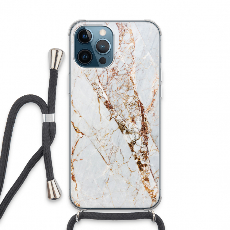 Goud marmer: iPhone 13 Pro Max Transparant Hoesje met koord