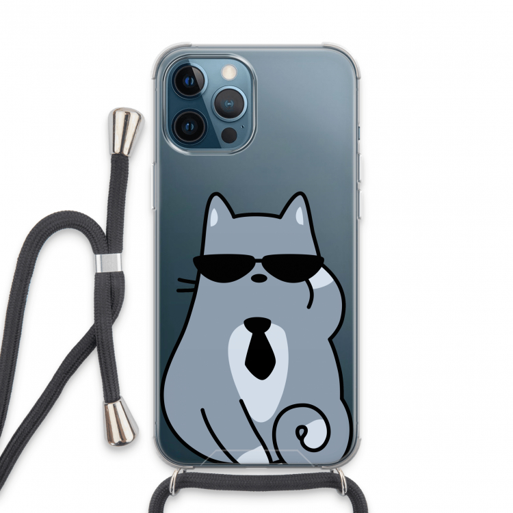 Cool cat: iPhone 13 Pro Max Transparant Hoesje met koord