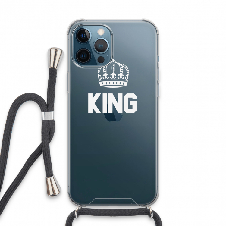 King zwart: iPhone 13 Pro Max Transparant Hoesje met koord