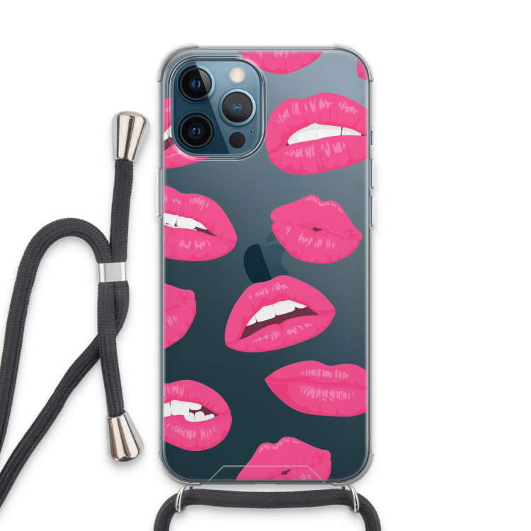 Bite my lip: iPhone 13 Pro Max Transparant Hoesje met koord