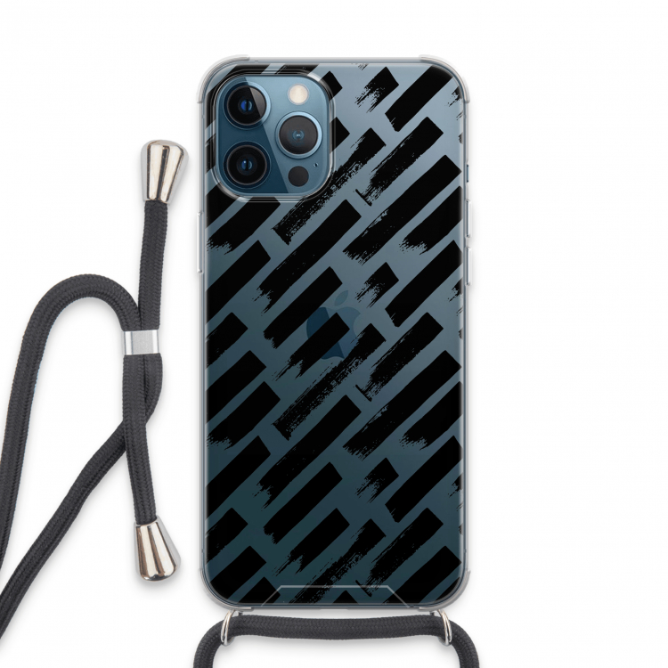 Zwarte vegen: iPhone 13 Pro Max Transparant Hoesje met koord