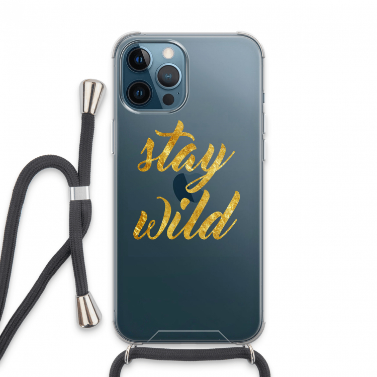 Stay wild: iPhone 13 Pro Max Transparant Hoesje met koord