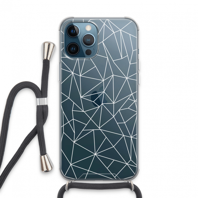 Geometrische lijnen wit: iPhone 13 Pro Max Transparant Hoesje met koord