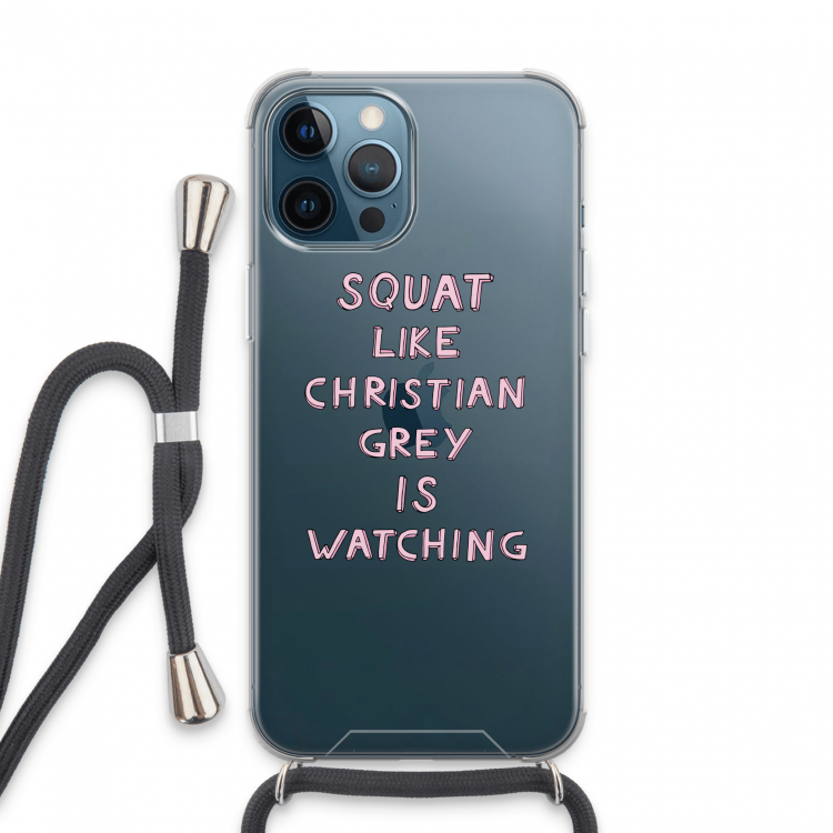 Christian Grey: iPhone 13 Pro Max Transparant Hoesje met koord