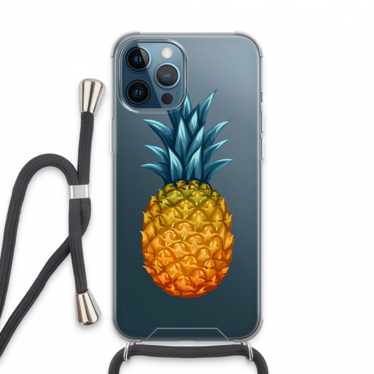 Grote ananas: iPhone 13 Pro Max Transparant Hoesje met koord