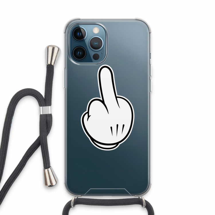 Middle finger black: iPhone 13 Pro Max Transparant Hoesje met koord