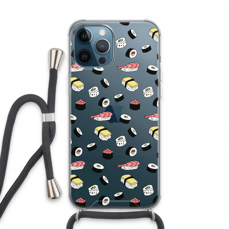Sushi time: iPhone 13 Pro Max Transparant Hoesje met koord
