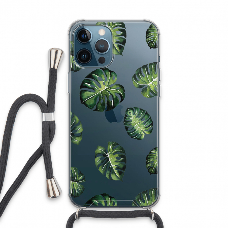 Tropische bladeren: iPhone 13 Pro Max Transparant Hoesje met koord