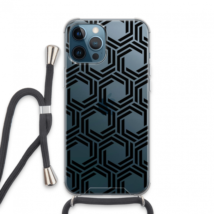 Geometrisch patroon: iPhone 13 Pro Max Transparant Hoesje met koord