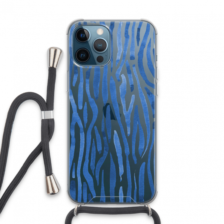 Blauwe nerven: iPhone 13 Pro Max Transparant Hoesje met koord