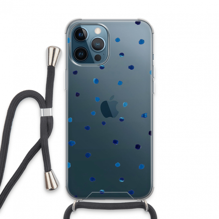 Blauwe stippen: iPhone 13 Pro Max Transparant Hoesje met koord