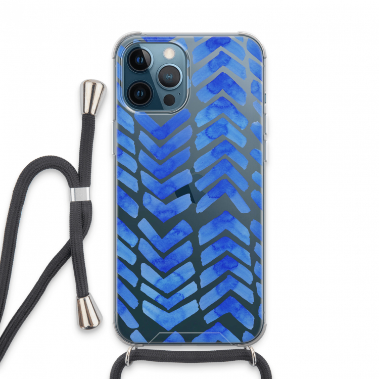 Blauwe pijlen: iPhone 13 Pro Max Transparant Hoesje met koord