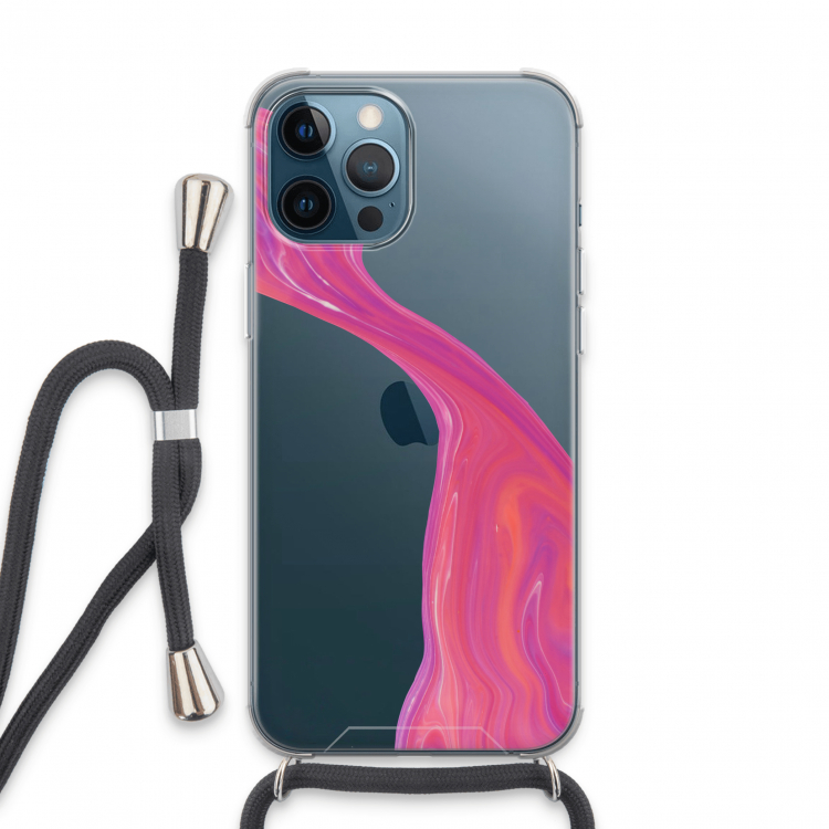 Paarse stroom: iPhone 13 Pro Max Transparant Hoesje met koord