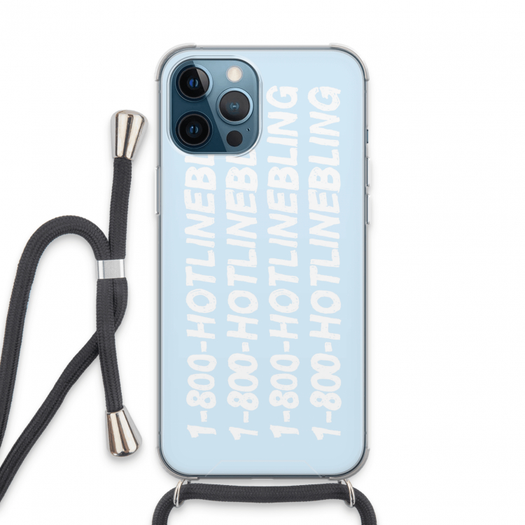 Hotline bling blue: iPhone 13 Pro Max Transparant Hoesje met koord