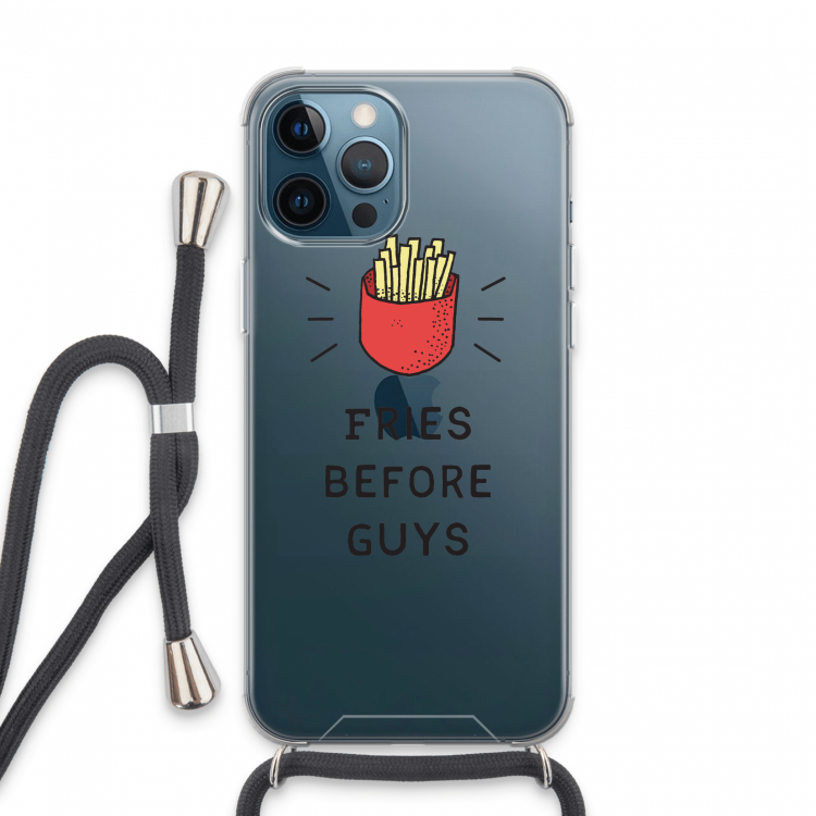 Fries before guys: iPhone 13 Pro Max Transparant Hoesje met koord