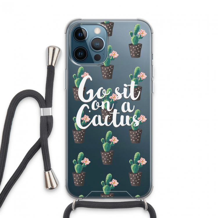 Cactus quote: iPhone 13 Pro Max Transparant Hoesje met koord