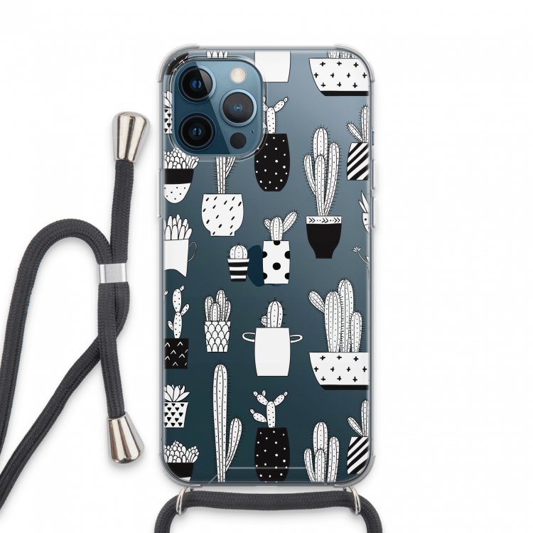 Cactusmotief: iPhone 13 Pro Max Transparant Hoesje met koord