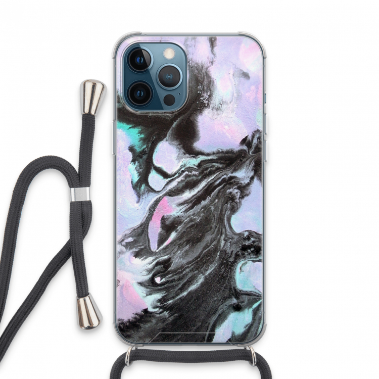 Pastel zwart: iPhone 13 Pro Max Transparant Hoesje met koord