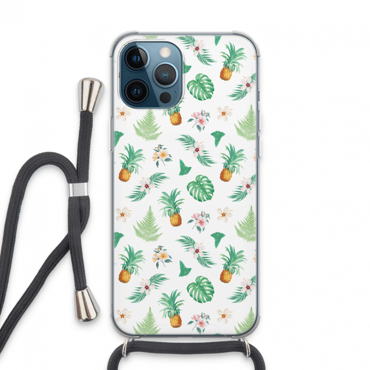 Ananas bladeren: iPhone 13 Pro Max Transparant Hoesje met koord