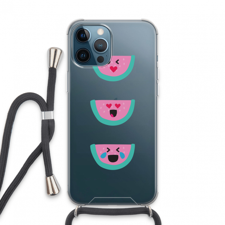 Smiley watermeloen: iPhone 13 Pro Max Transparant Hoesje met koord