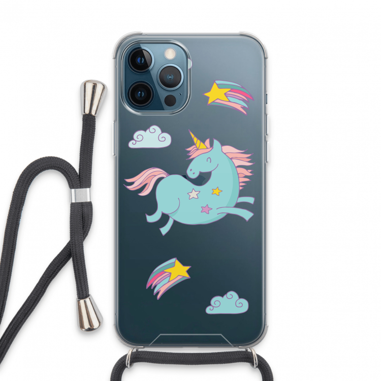 Vliegende eenhoorn: iPhone 13 Pro Max Transparant Hoesje met koord