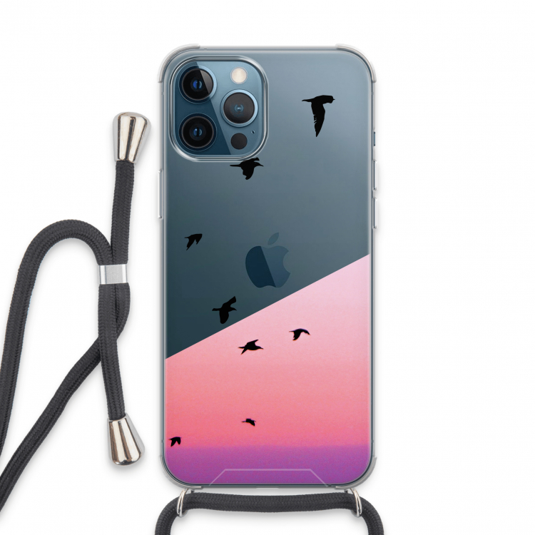 Fly away: iPhone 13 Pro Max Transparant Hoesje met koord
