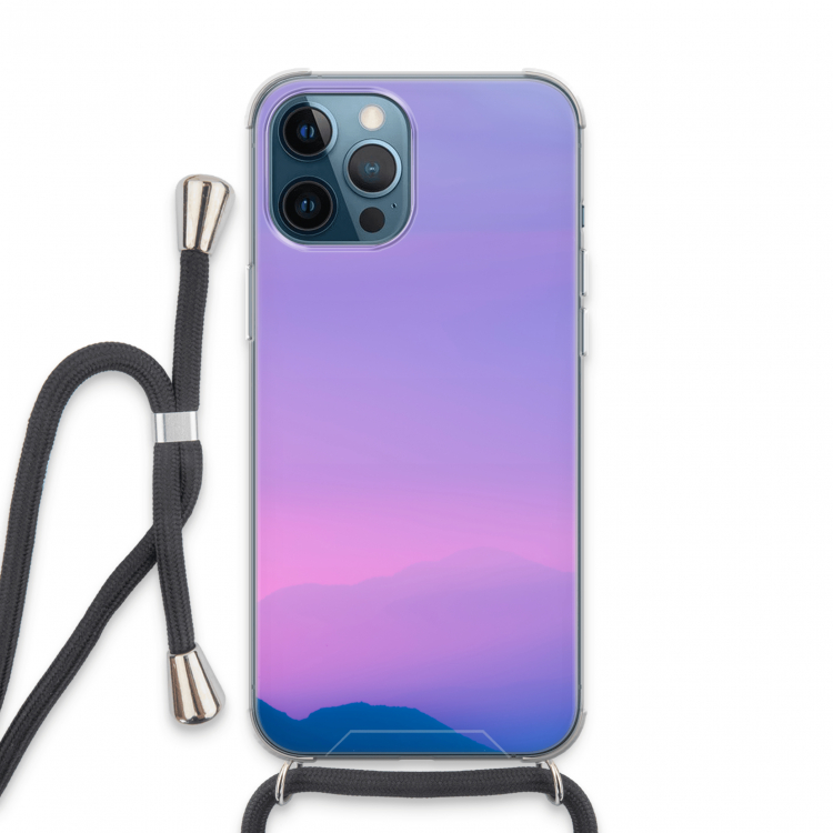 Sunset pastel: iPhone 13 Pro Max Transparant Hoesje met koord
