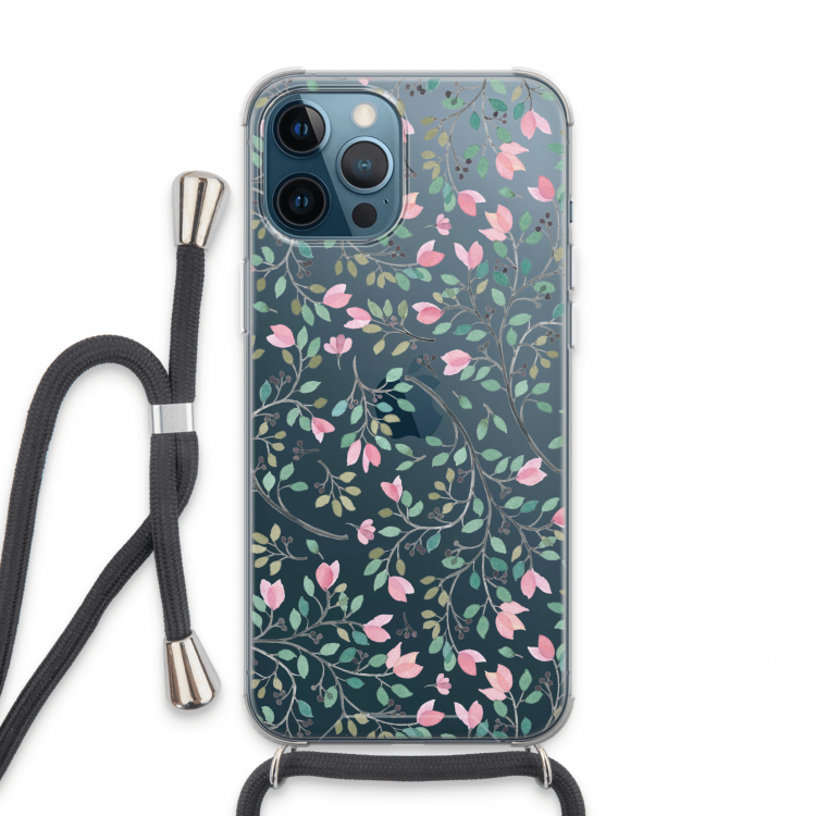 Sierlijke bloemen: iPhone 13 Pro Max Transparant Hoesje met koord
