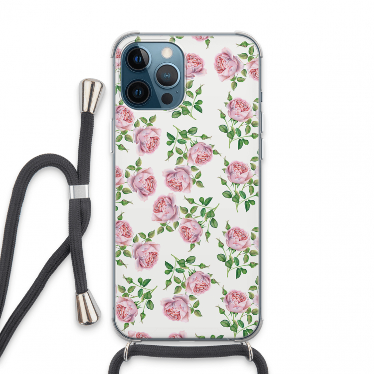 Kleine roosjes: iPhone 13 Pro Max Transparant Hoesje met koord